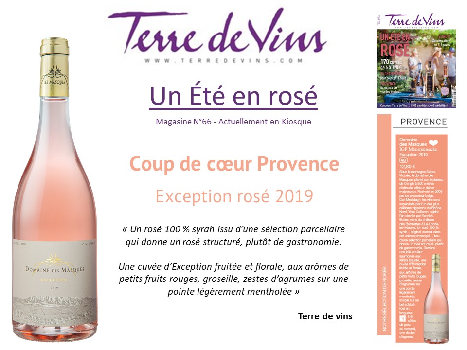 L’Exception rosé, coup de cœur du magasine Terre de Vins